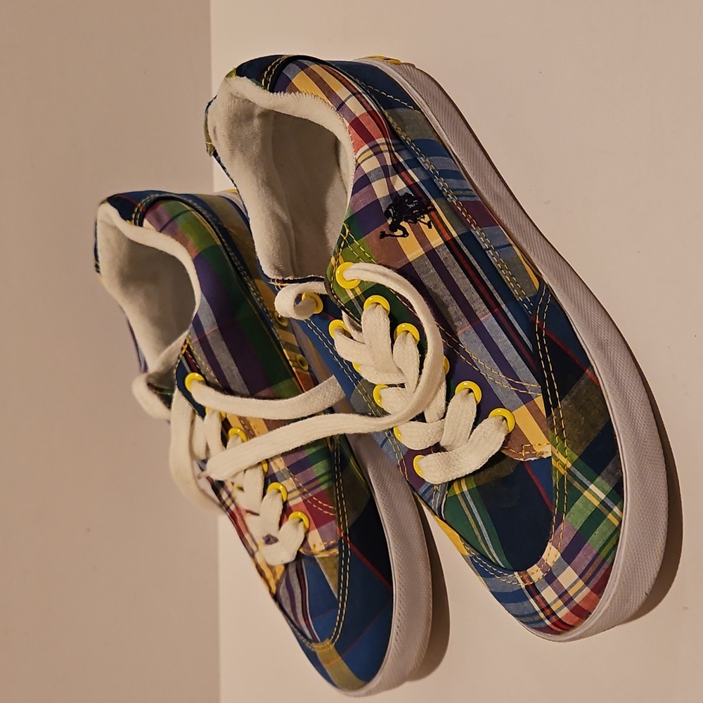 US Polo Assn Madras Plaid Sneakers Women Size 8.5M